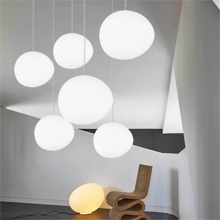 Stonea milk glass pebble pendant