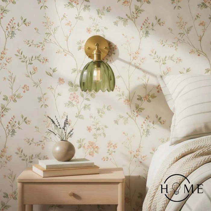 Ribbed glass tulip wall lamp