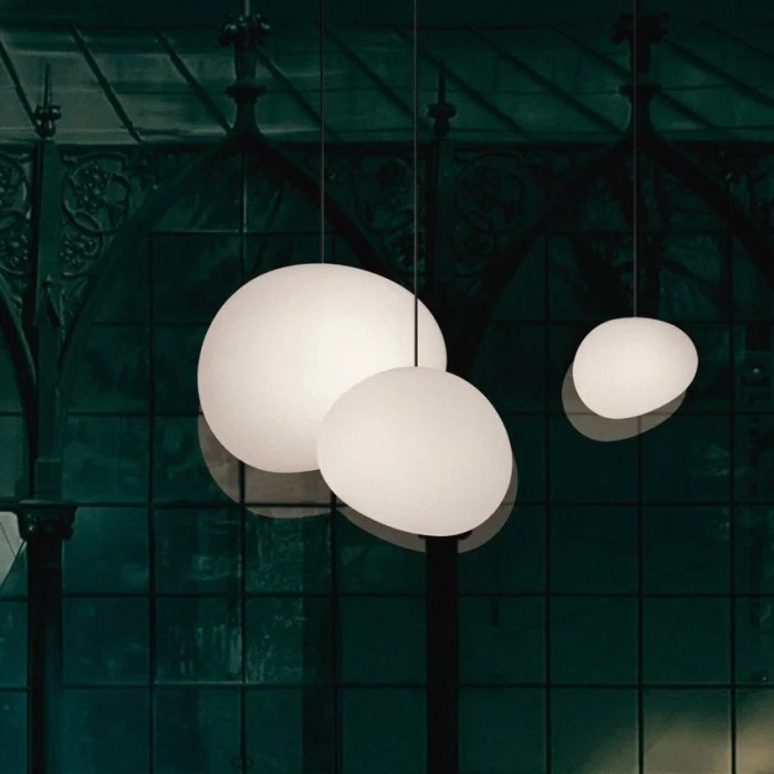 Stonea milk glass pebble pendant