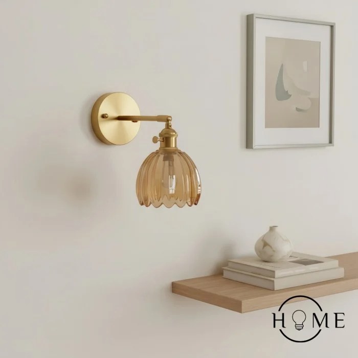 Ribbed glass tulip wall lamp