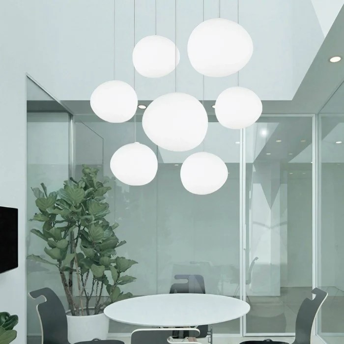 Stonea milk glass pebble pendant