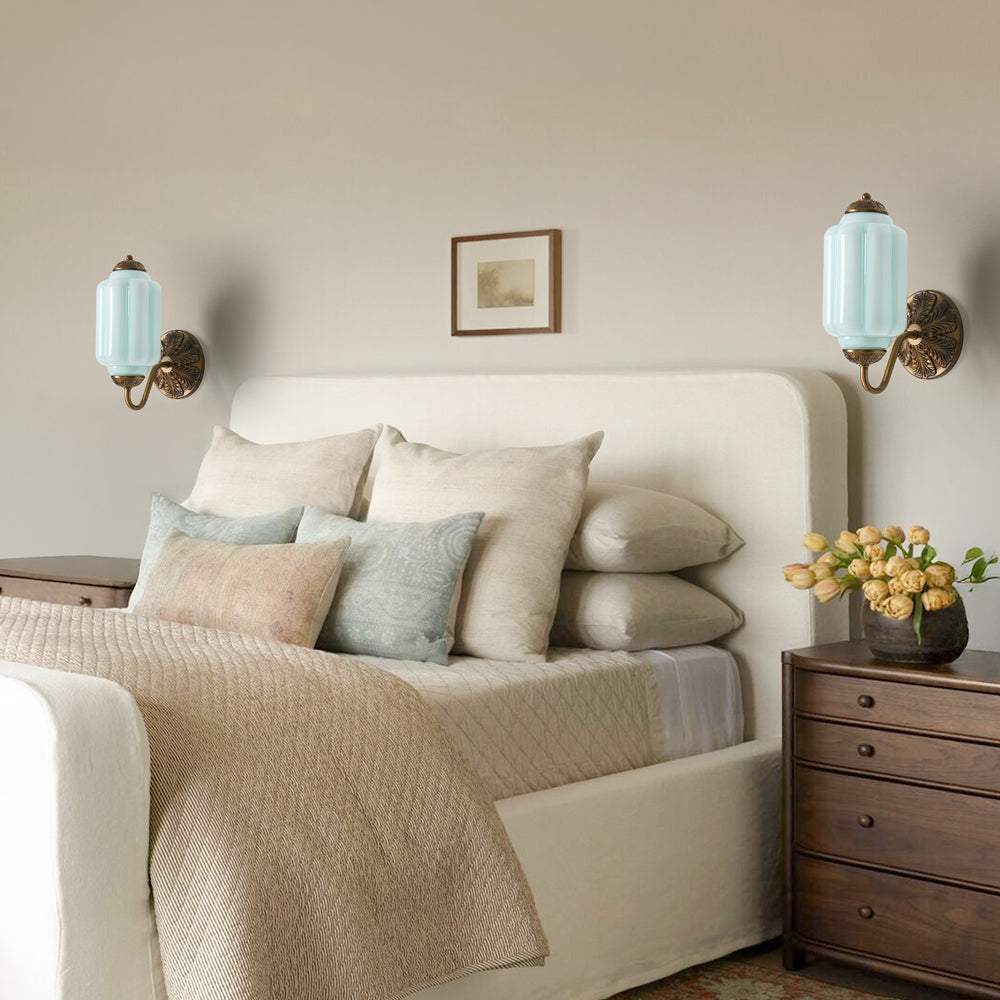 Lumi Vintage Milk Glass Oiled Brass Eloise Sconce