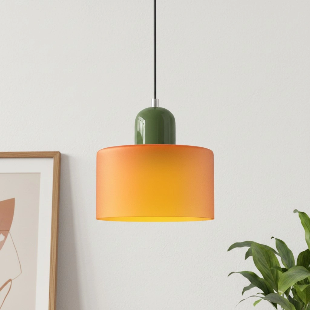 Wisiorek ze szkła cylindrycznego Bauhaus Morandi &mdash; malowana metalowa nasadka, 36 par