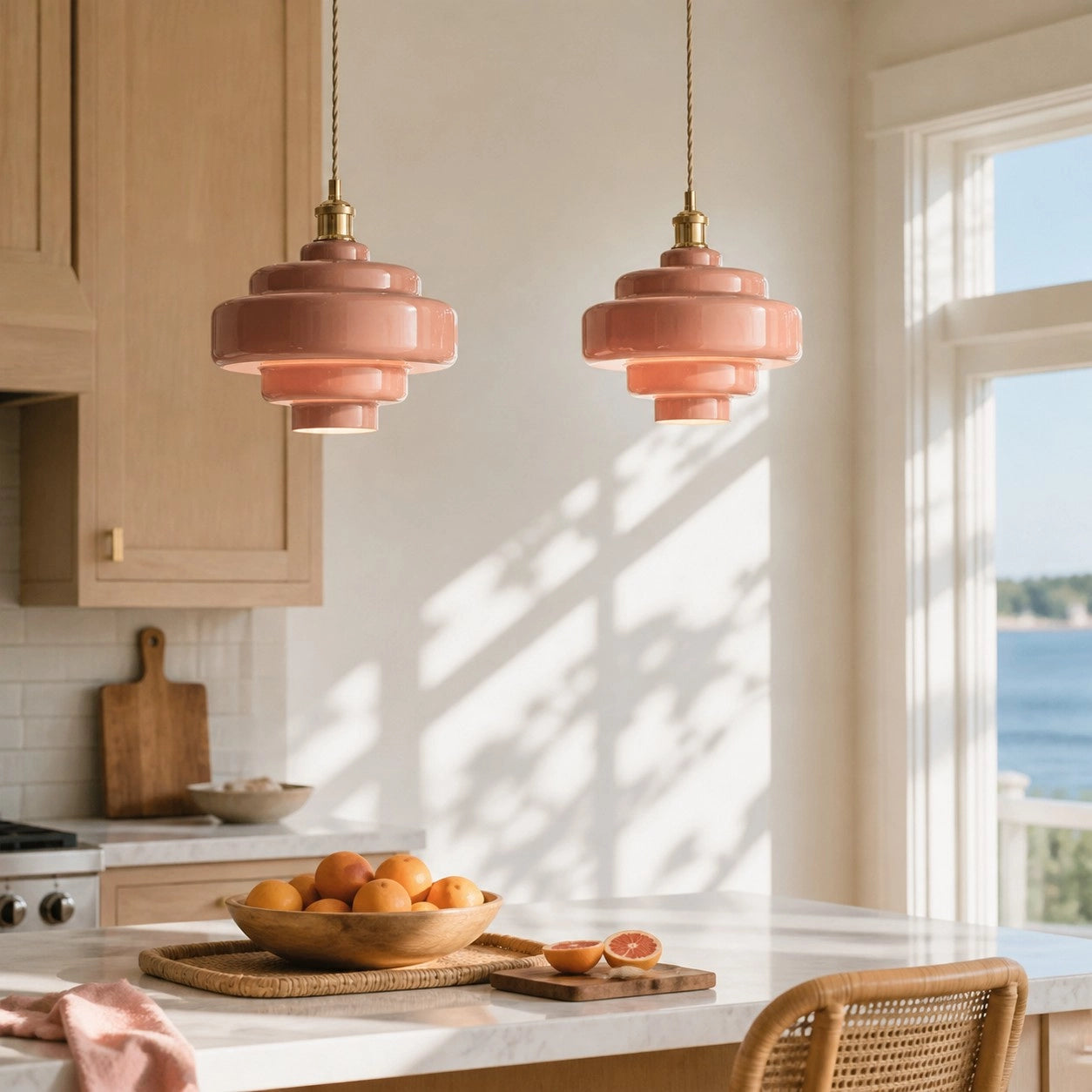 Elissa glossy tiered glass pendant