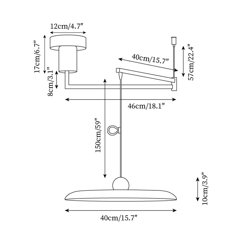 Adjustable swing arm pendant