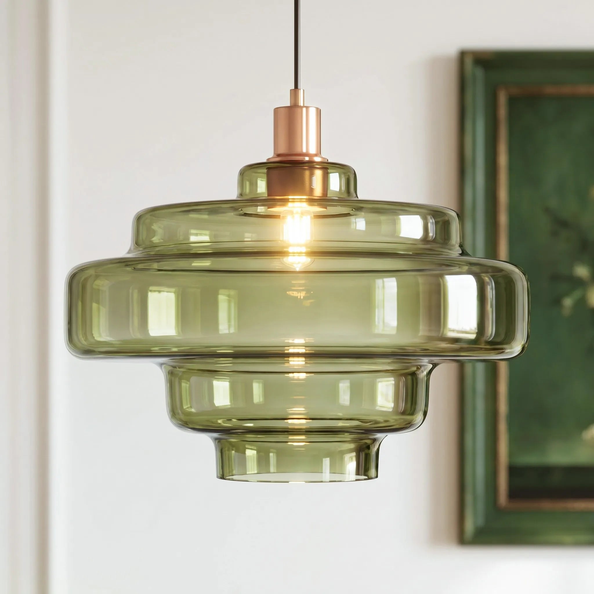 Elissa glossy tiered glass pendant