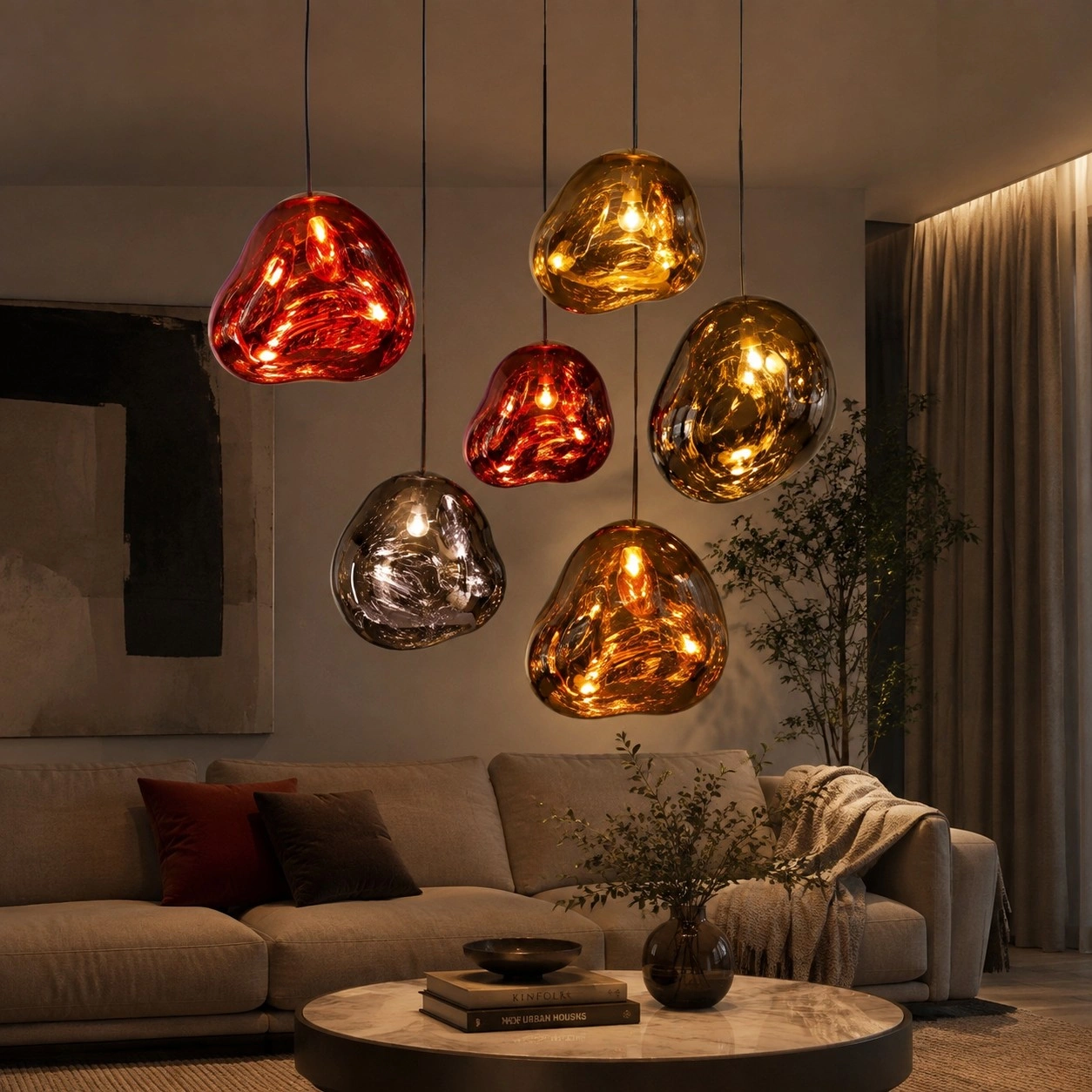 Modern Sculptural Melt Lava Pendant Lamp