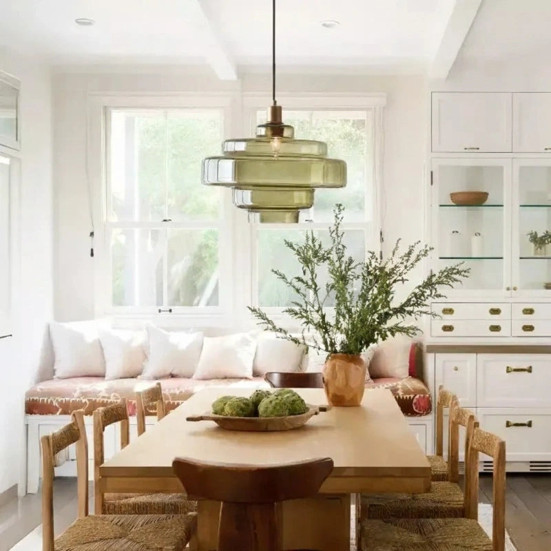 Elissa glossy tiered glass pendant