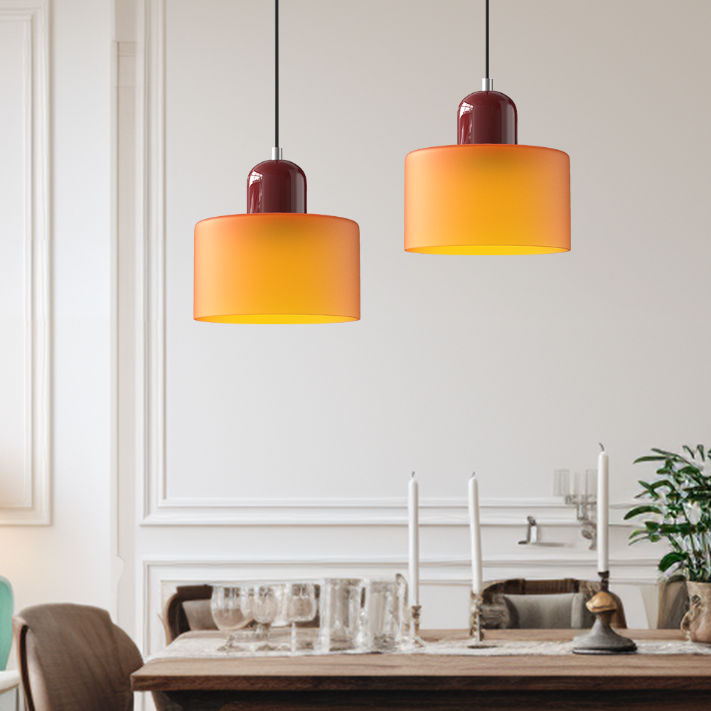 Wisiorek ze szkła cylindrycznego Bauhaus Morandi &mdash; malowana metalowa nasadka, 36 par