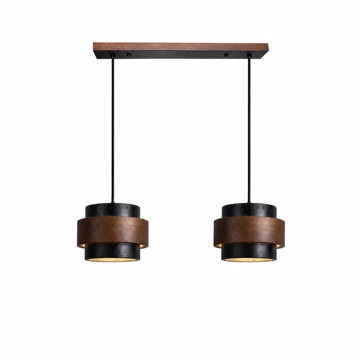 Callan Wabi-Sabi Travertine Walnut Wood Linear Pendant Light