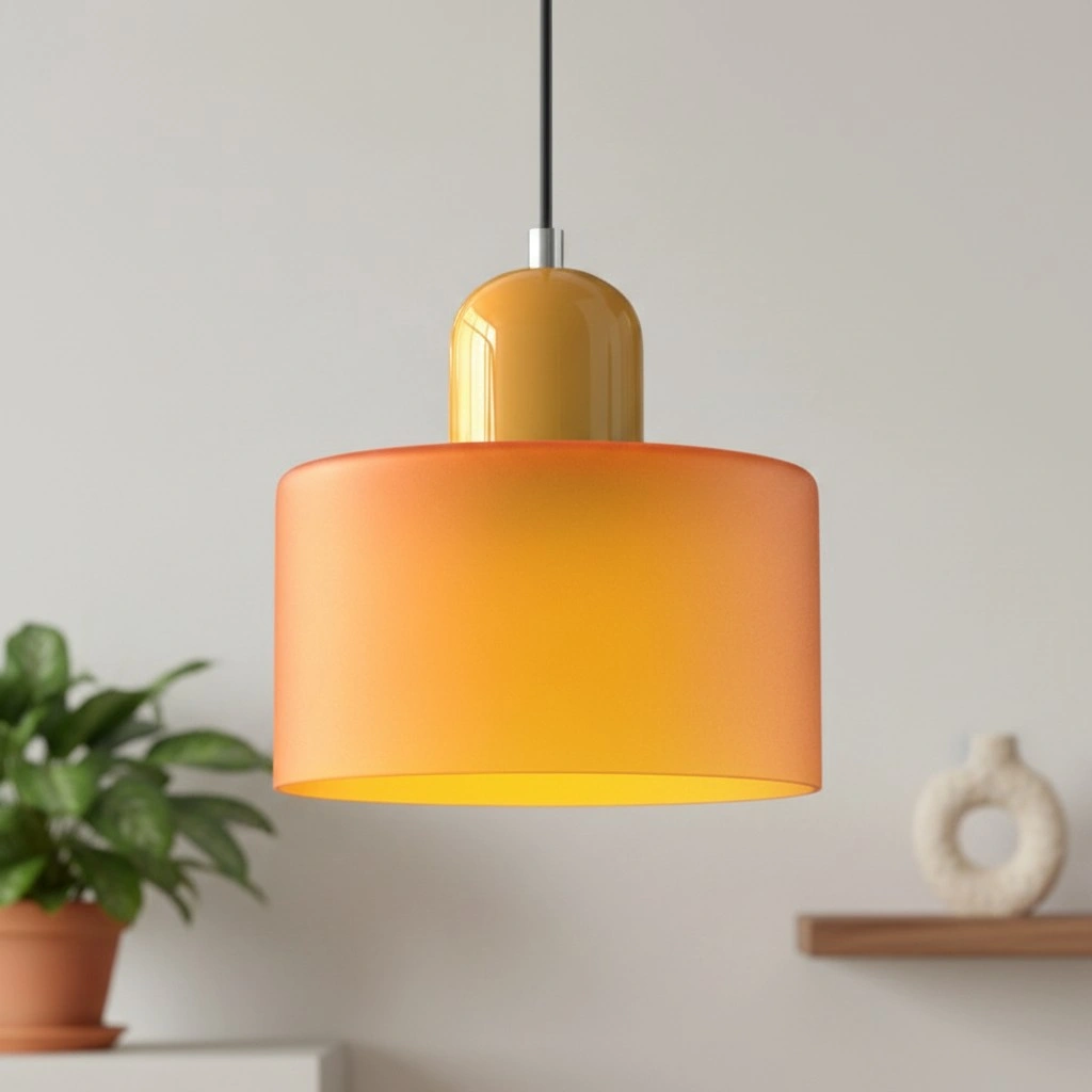 Wisiorek ze szkła cylindrycznego Bauhaus Morandi &mdash; malowana metalowa nasadka, 36 par