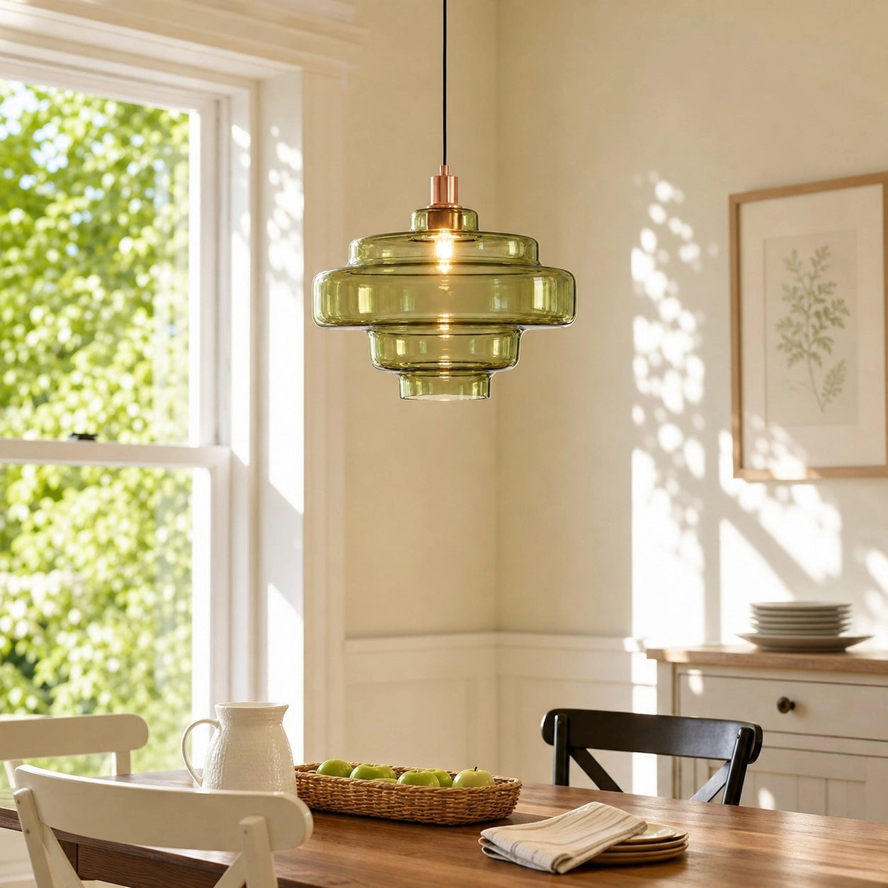Elissa glossy tiered glass pendant