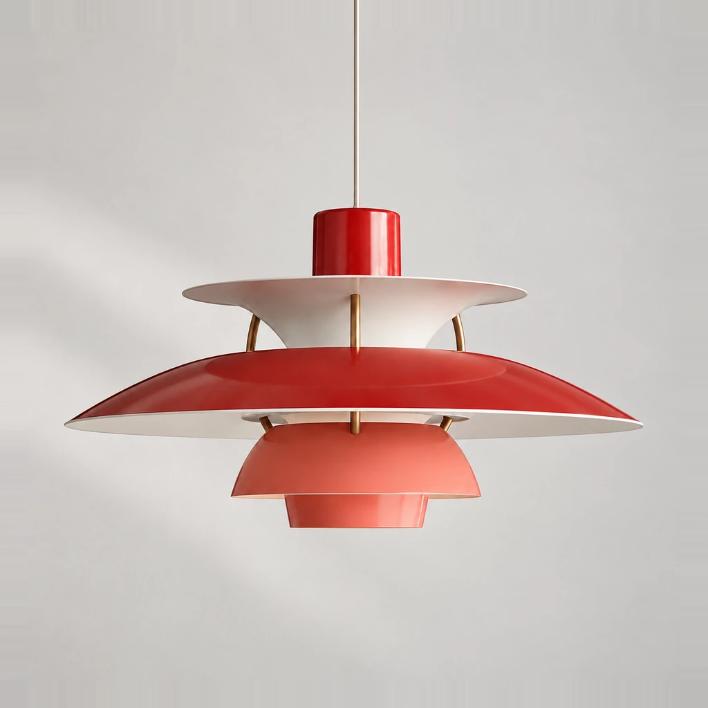 Scandinavian Layered Shape Pendant Lamp - Red