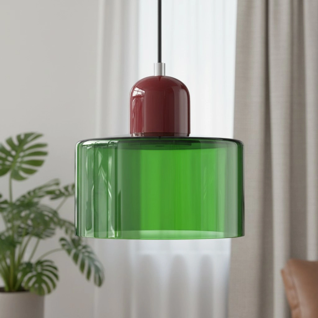 Wisiorek ze szkła cylindrycznego Bauhaus Morandi &mdash; malowana metalowa nasadka, 36 par