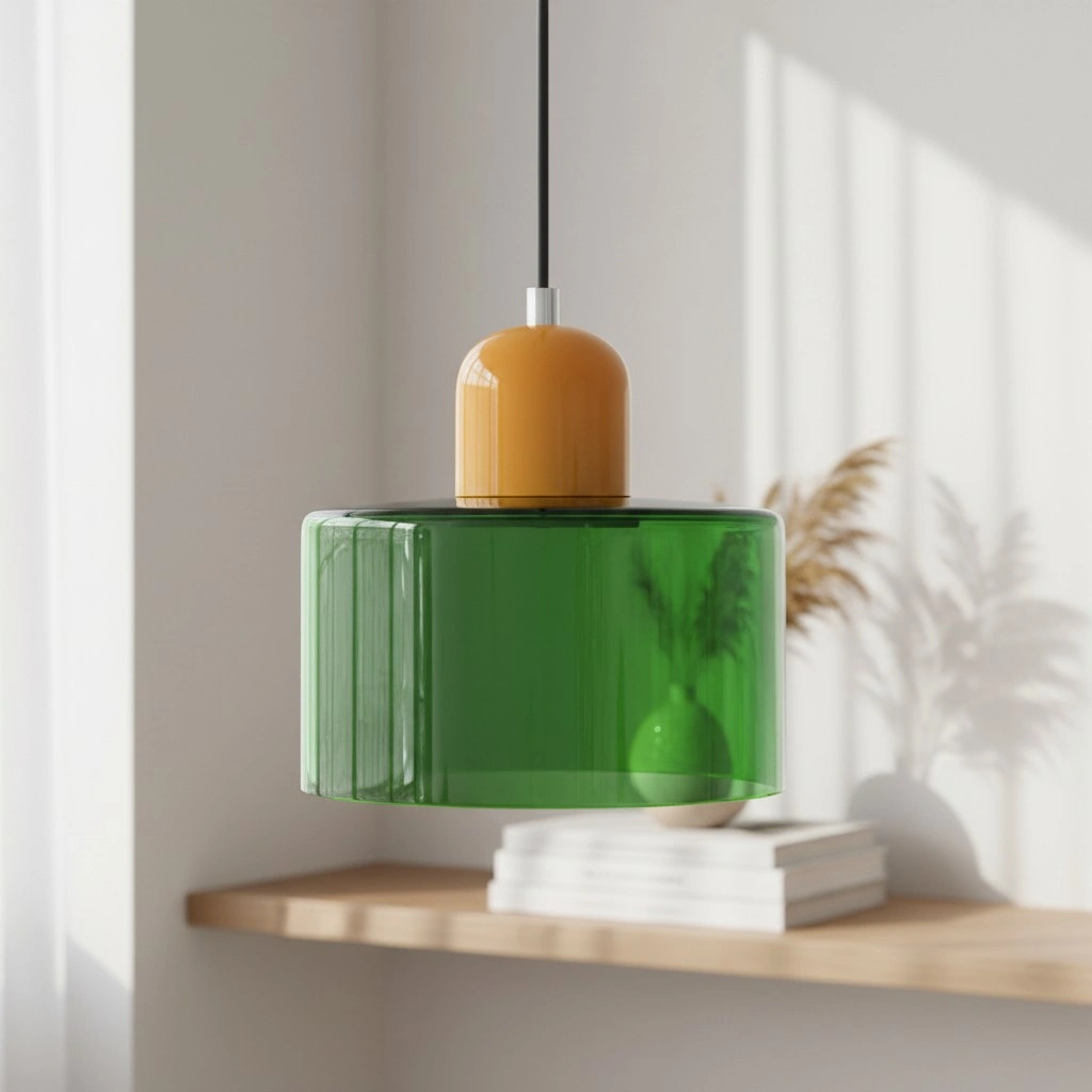 Wisiorek ze szkła cylindrycznego Bauhaus Morandi &mdash; malowana metalowa nasadka, 36 par