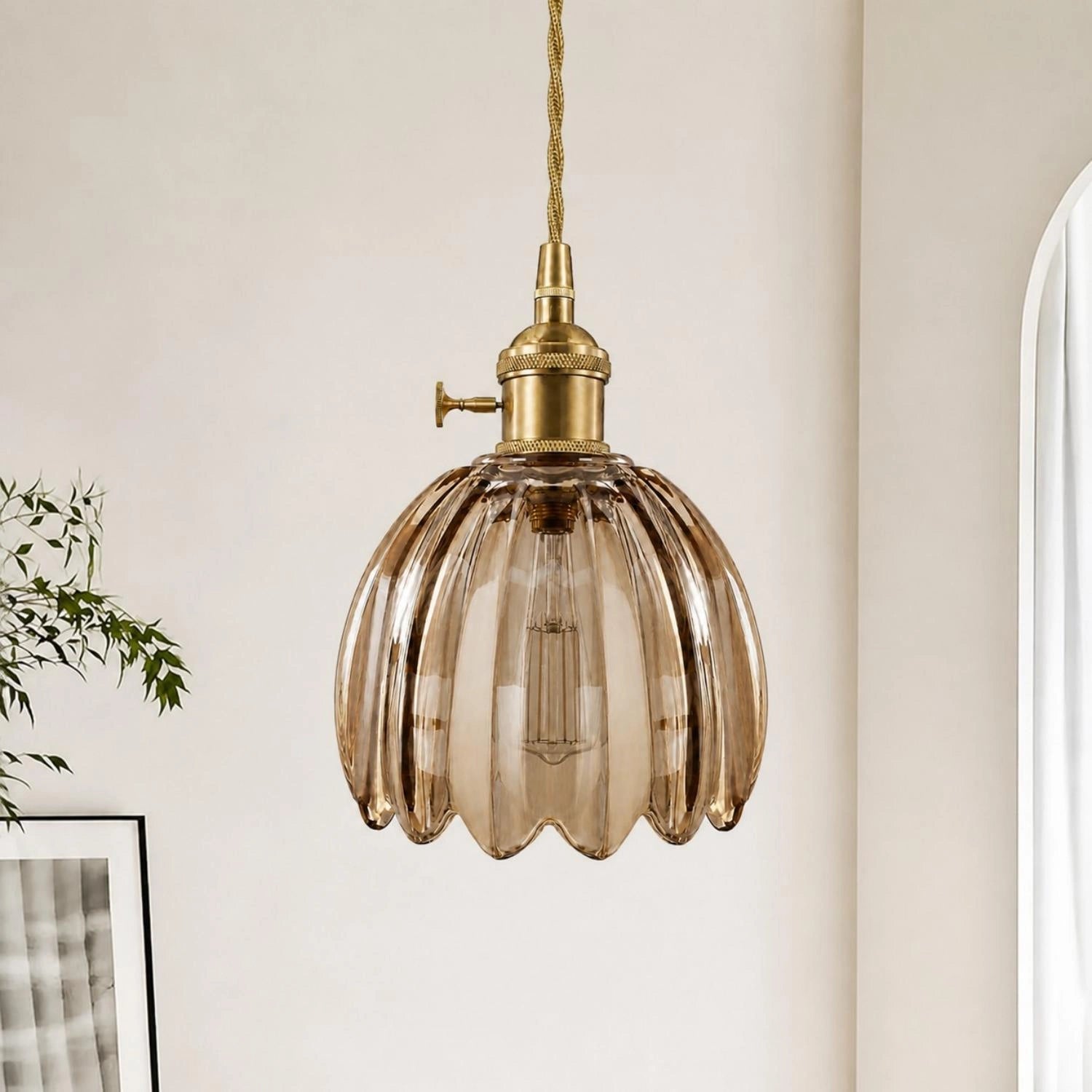 Talen Vintage Tulip Colorful Glass Pendant Light
