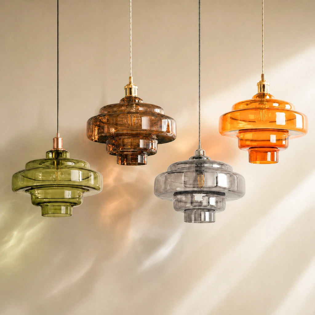 Elissa glossy tiered glass pendant