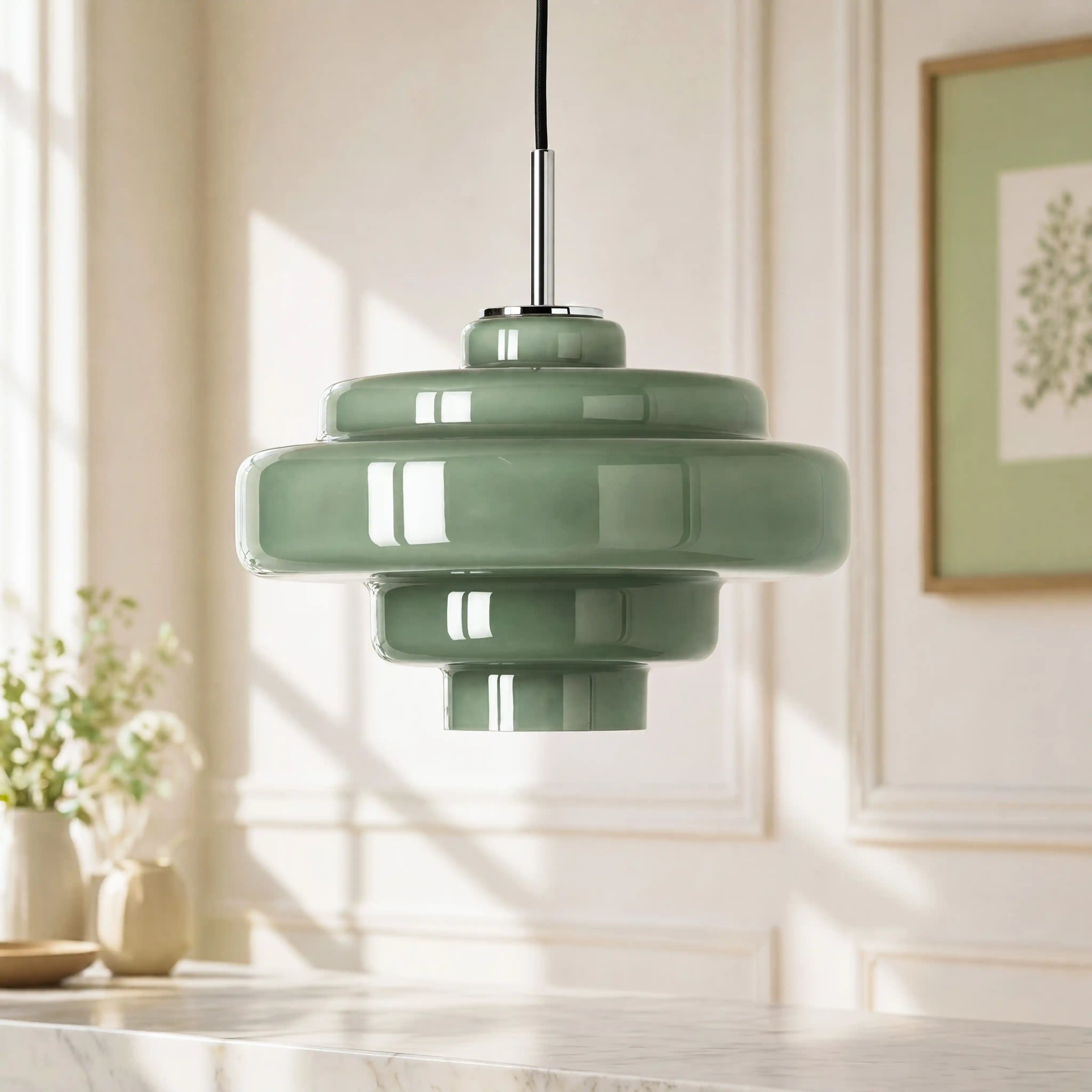 Elissa glossy tiered glass pendant