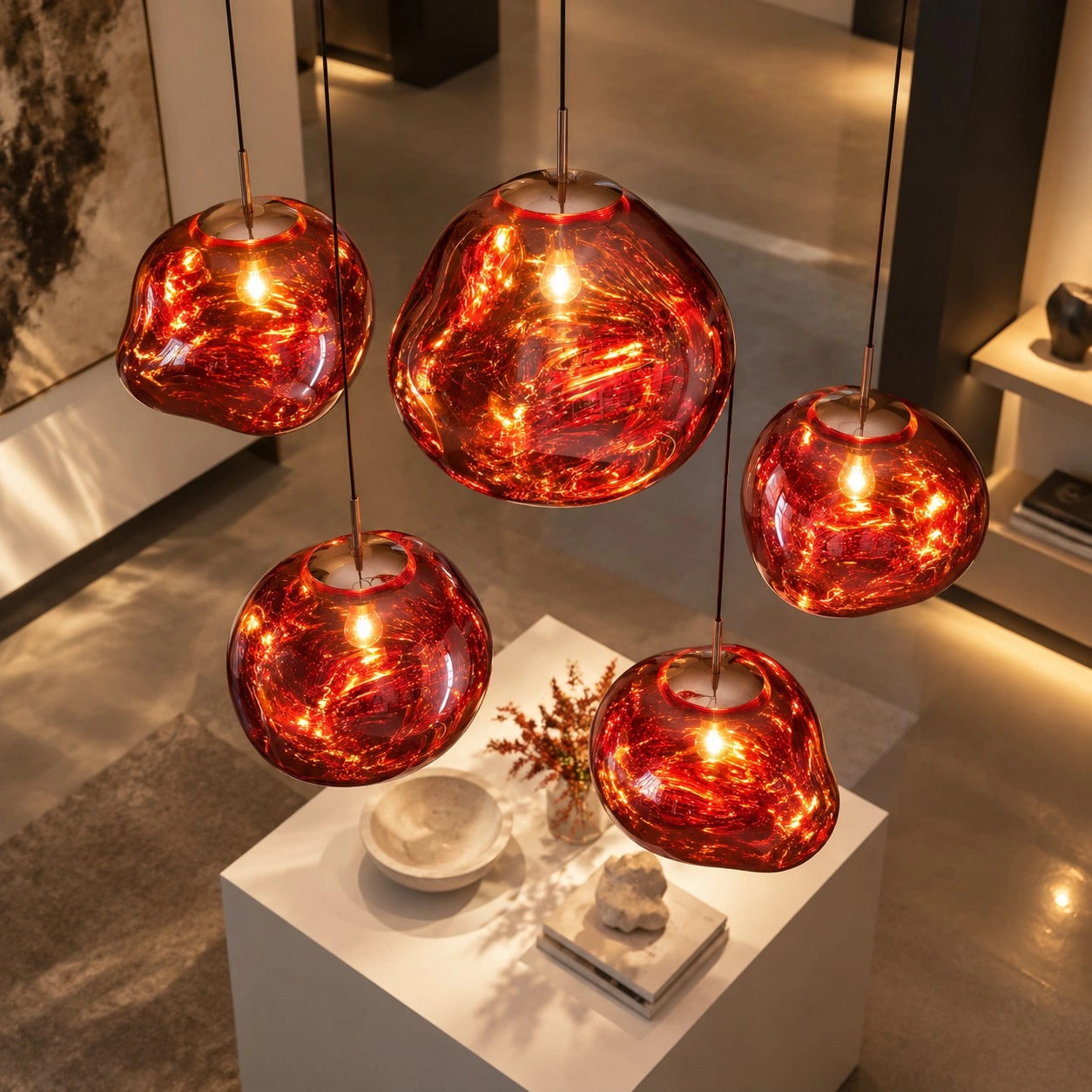 Modern Sculptural Melt Lava Pendant Lamp