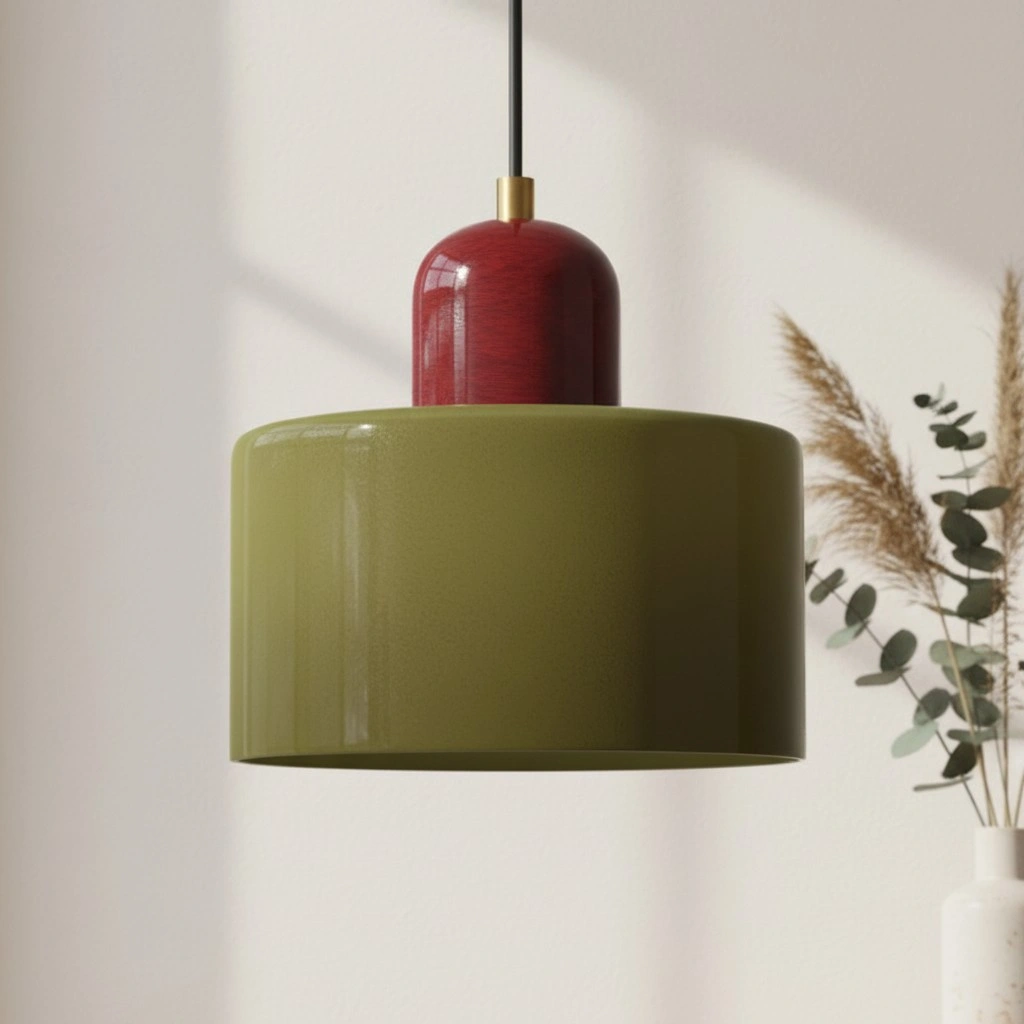 Wisiorek ze szkła cylindrycznego Bauhaus Morandi &mdash; malowana metalowa nasadka, 36 par
