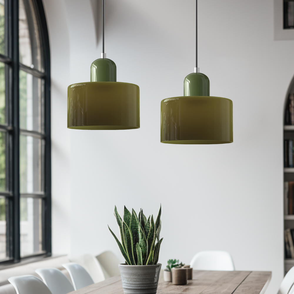 Wisiorek ze szkła cylindrycznego Bauhaus Morandi &mdash; malowana metalowa nasadka, 36 par