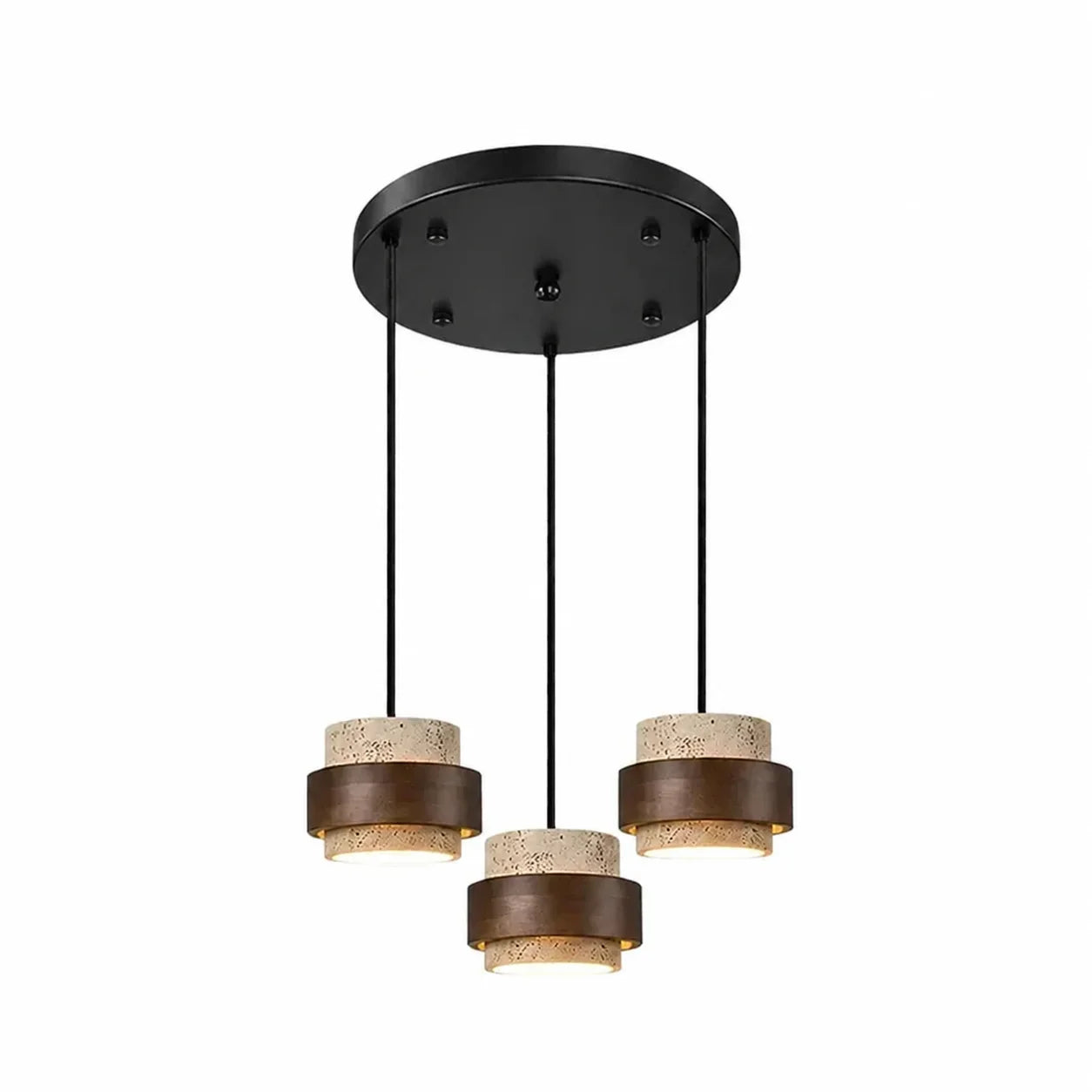 Callan Wabi-Sabi Travertine Walnut Wood Linear Pendant Light