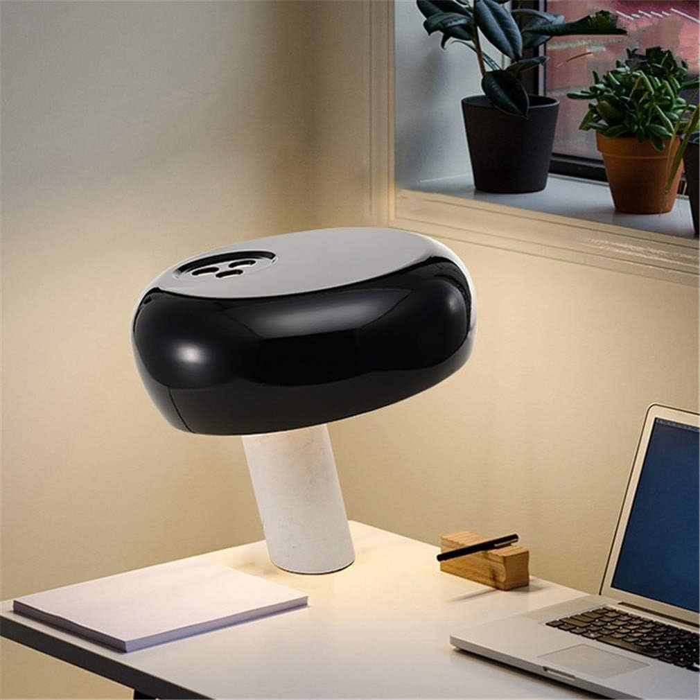 Italian Luxury Marble Table Lamp with Curved Enamel Metal Shade - 8