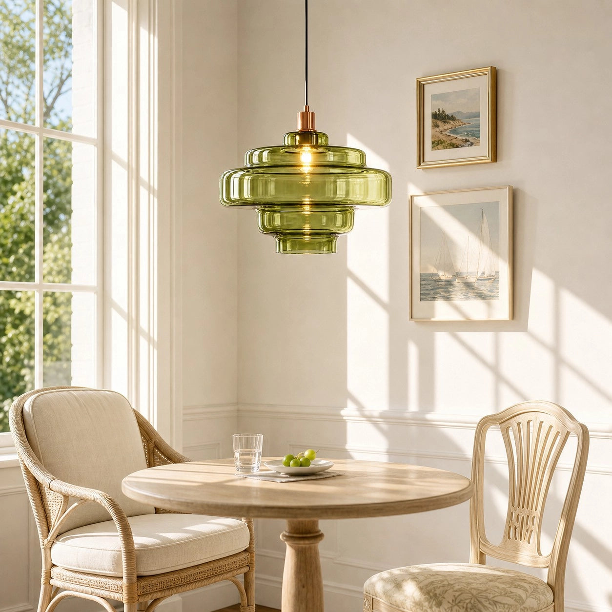 Elissa glossy tiered glass pendant
