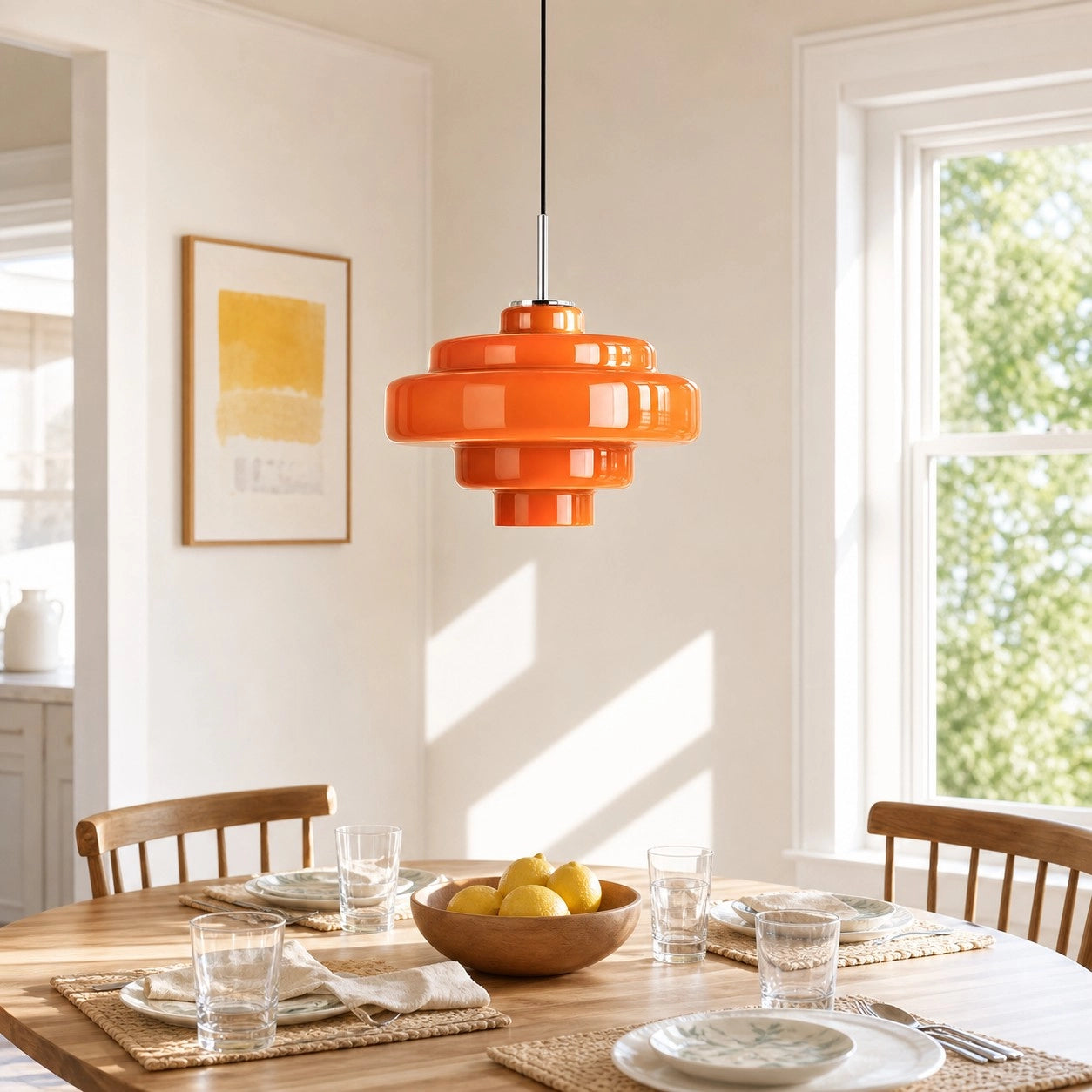 Elissa glossy tiered glass pendant