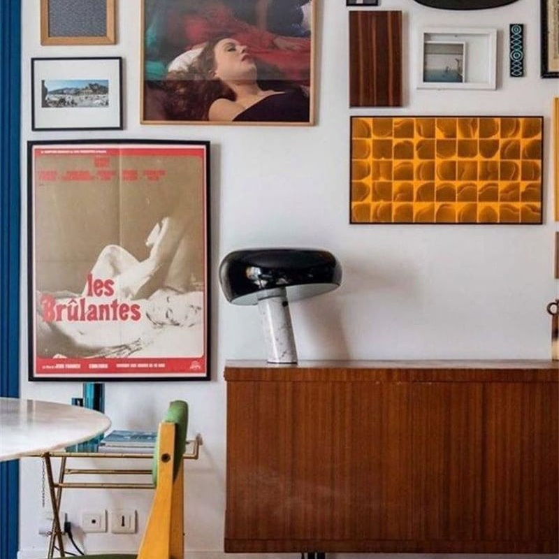 Italian Luxury Marble Table Lamp with Curved Enamel Metal Shade - 15