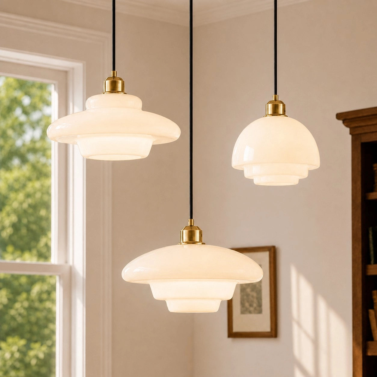 Daphne milk glass pendant