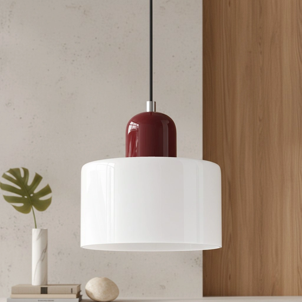 Wisiorek ze szkła cylindrycznego Bauhaus Morandi &mdash; malowana metalowa nasadka, 36 par