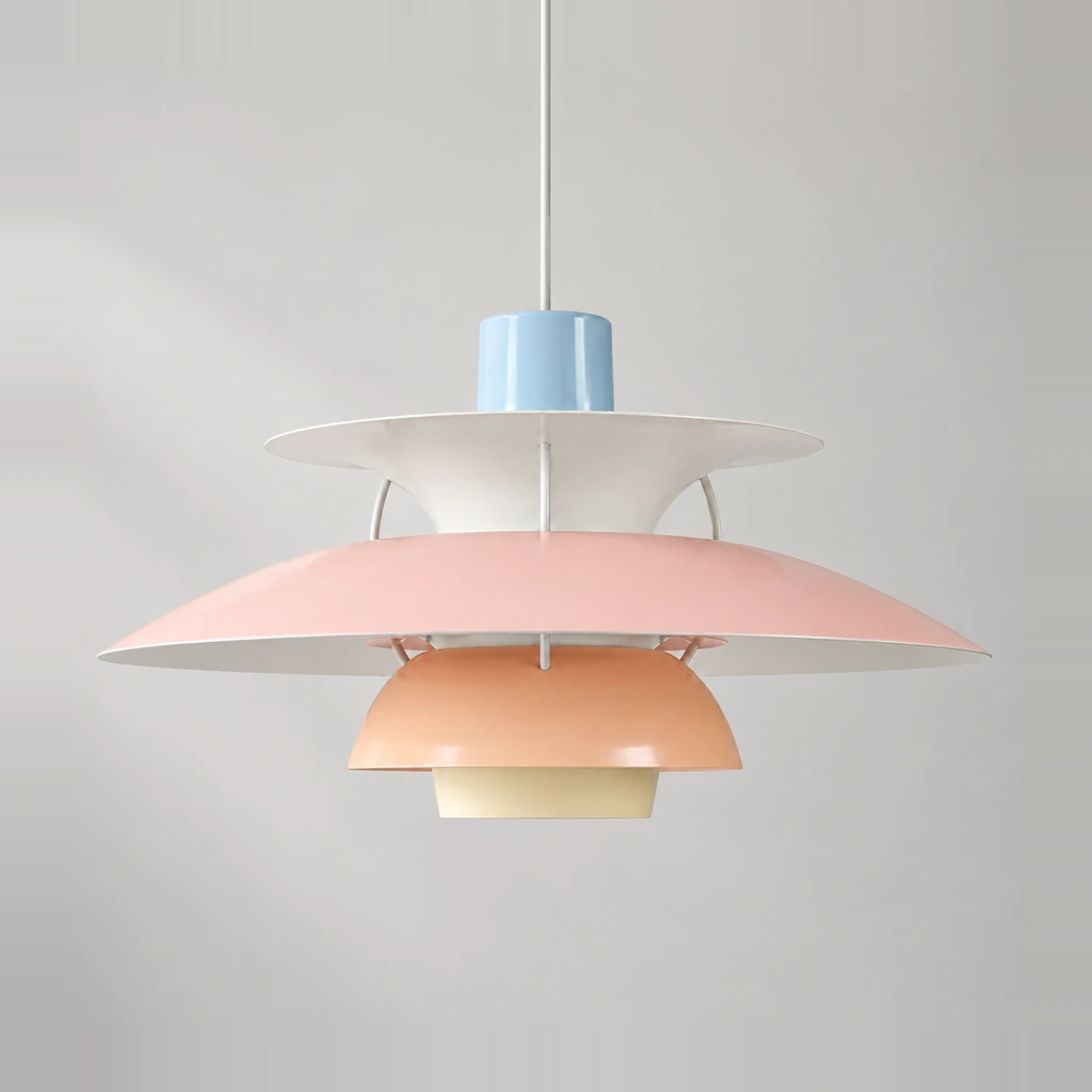 Scandinavian Layered Shape Pendant Lamp - Pastels Blue Rose Peach