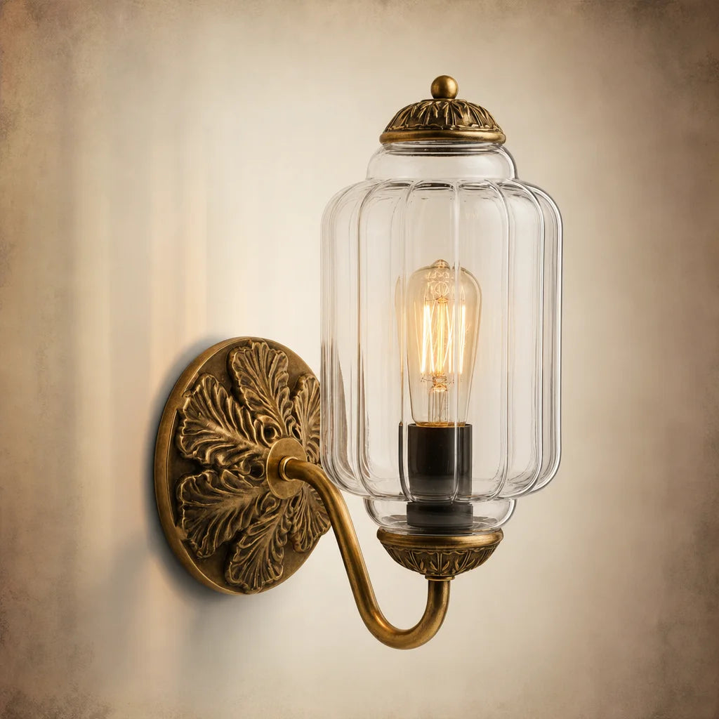 Lumi Vintage Milk Glass Oiled Brass Eloise Sconce