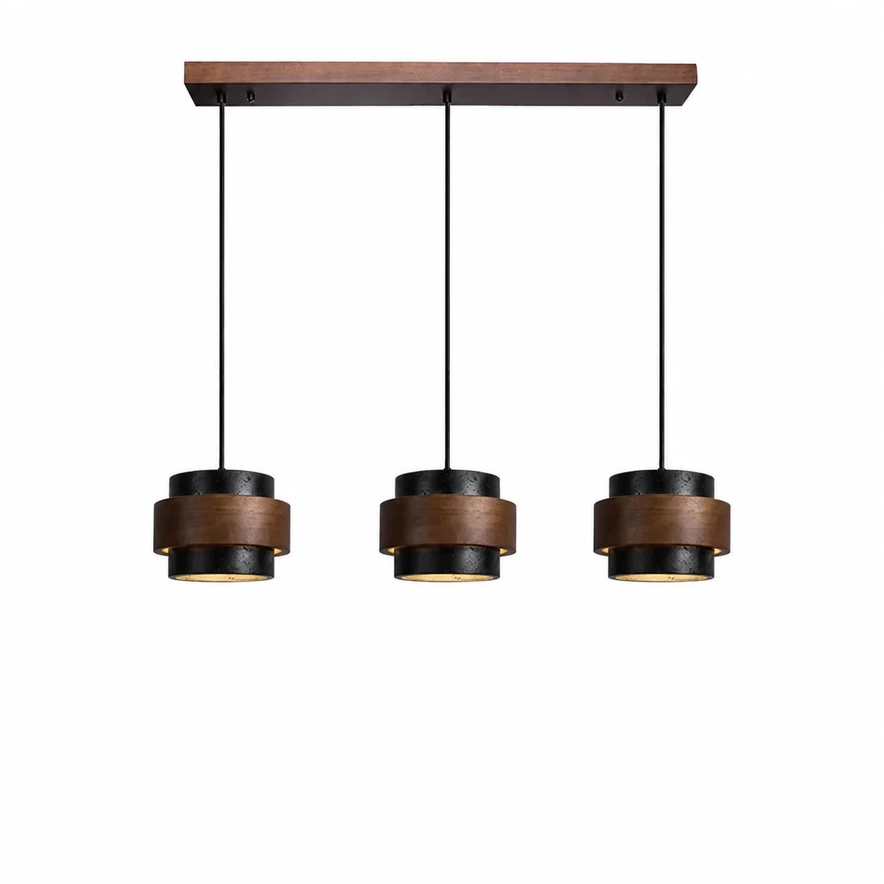 Callan Wabi-Sabi Travertine Walnut Wood Linear Pendant Light