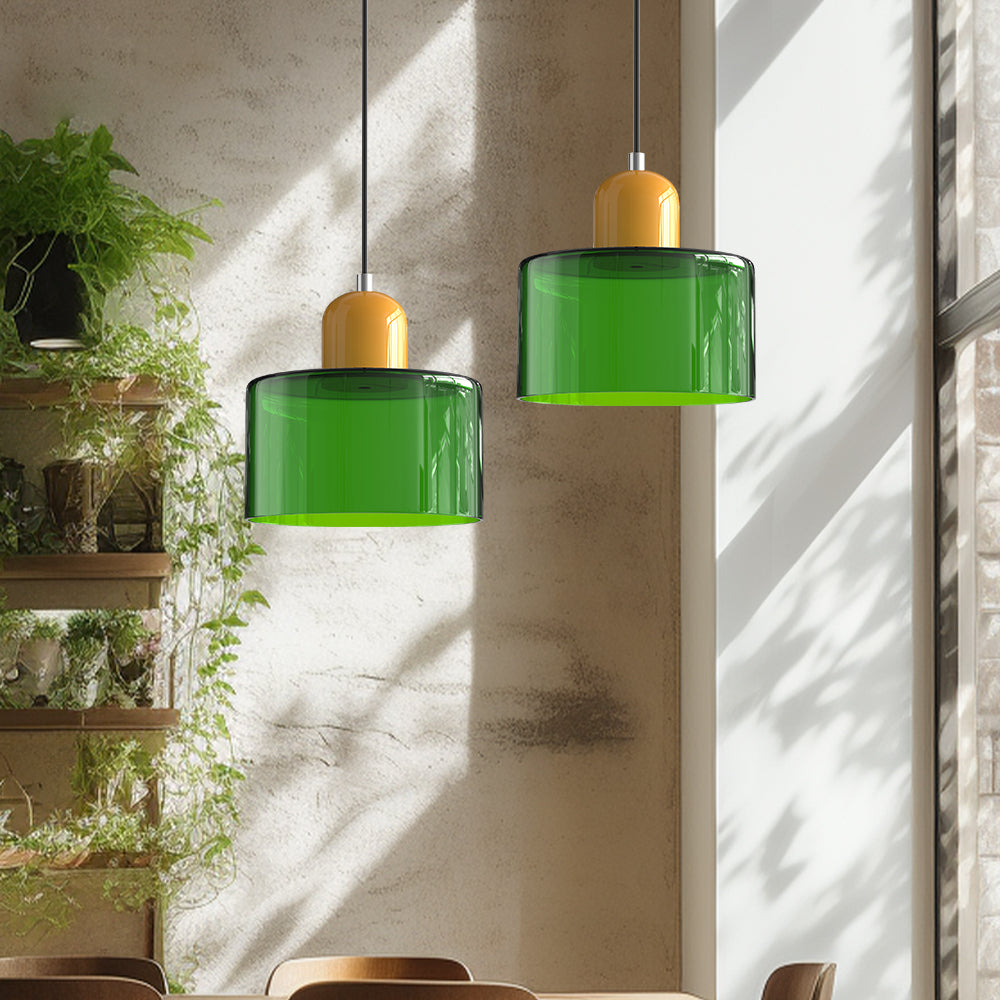 Wisiorek ze szkła cylindrycznego Bauhaus Morandi &mdash; malowana metalowa nasadka, 36 par