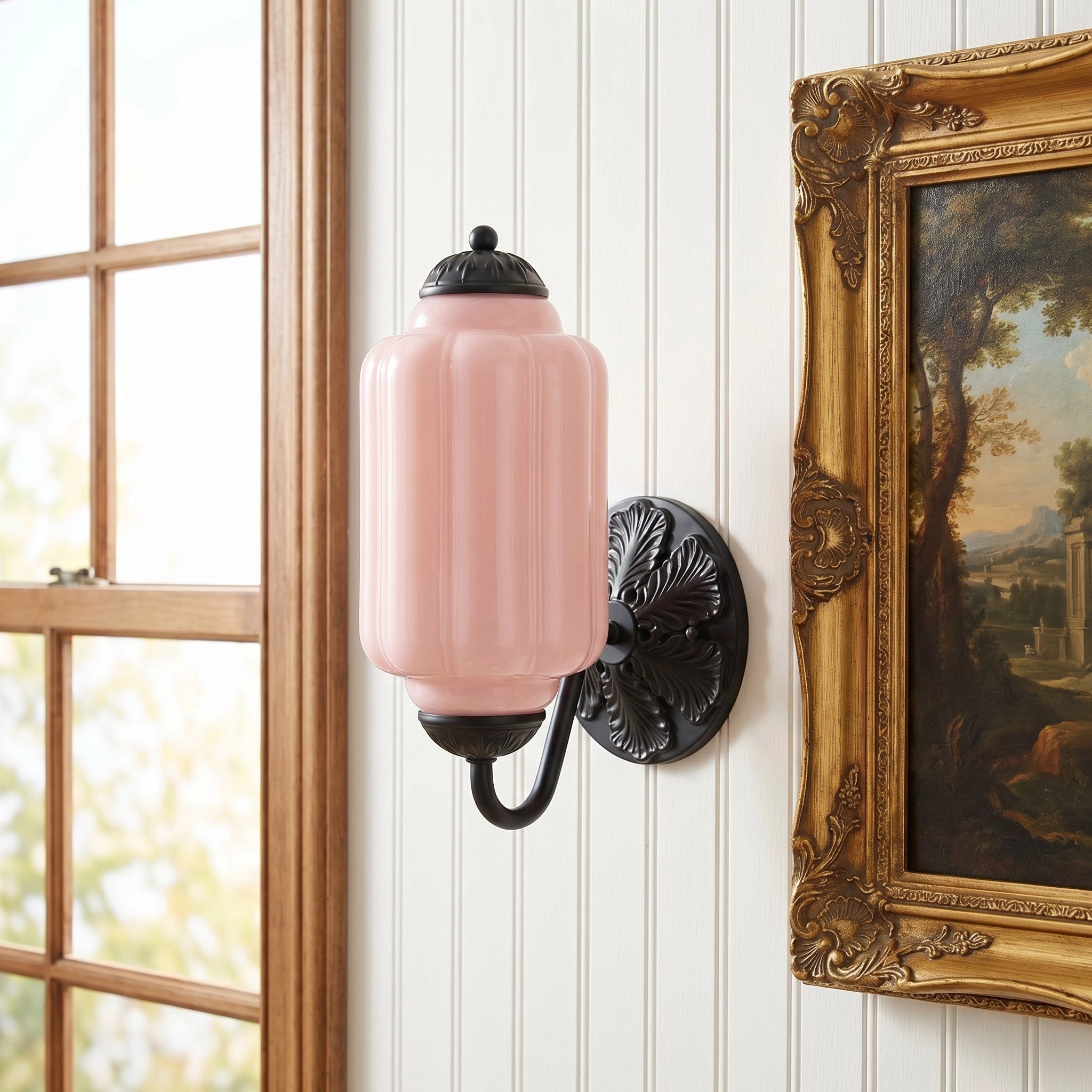 Lumi Vintage Milk Glass Oiled Brass Eloise Sconce