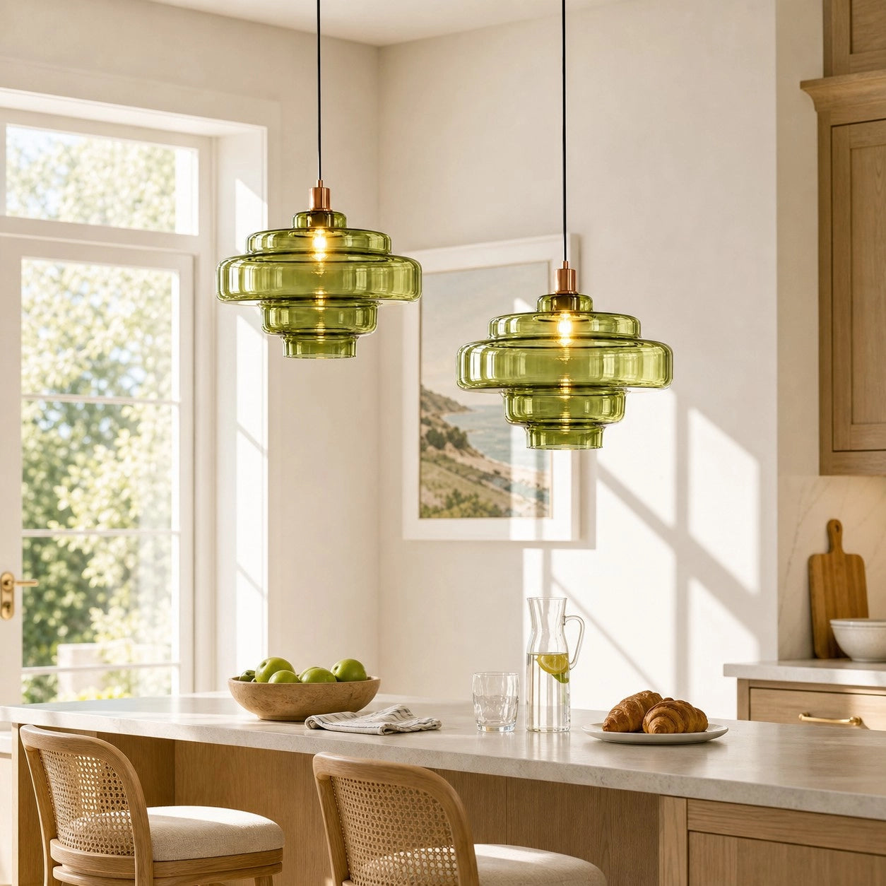 Elissa glossy tiered glass pendant