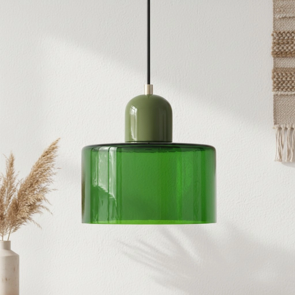 Wisiorek ze szkła cylindrycznego Bauhaus Morandi &mdash; malowana metalowa nasadka, 36 par