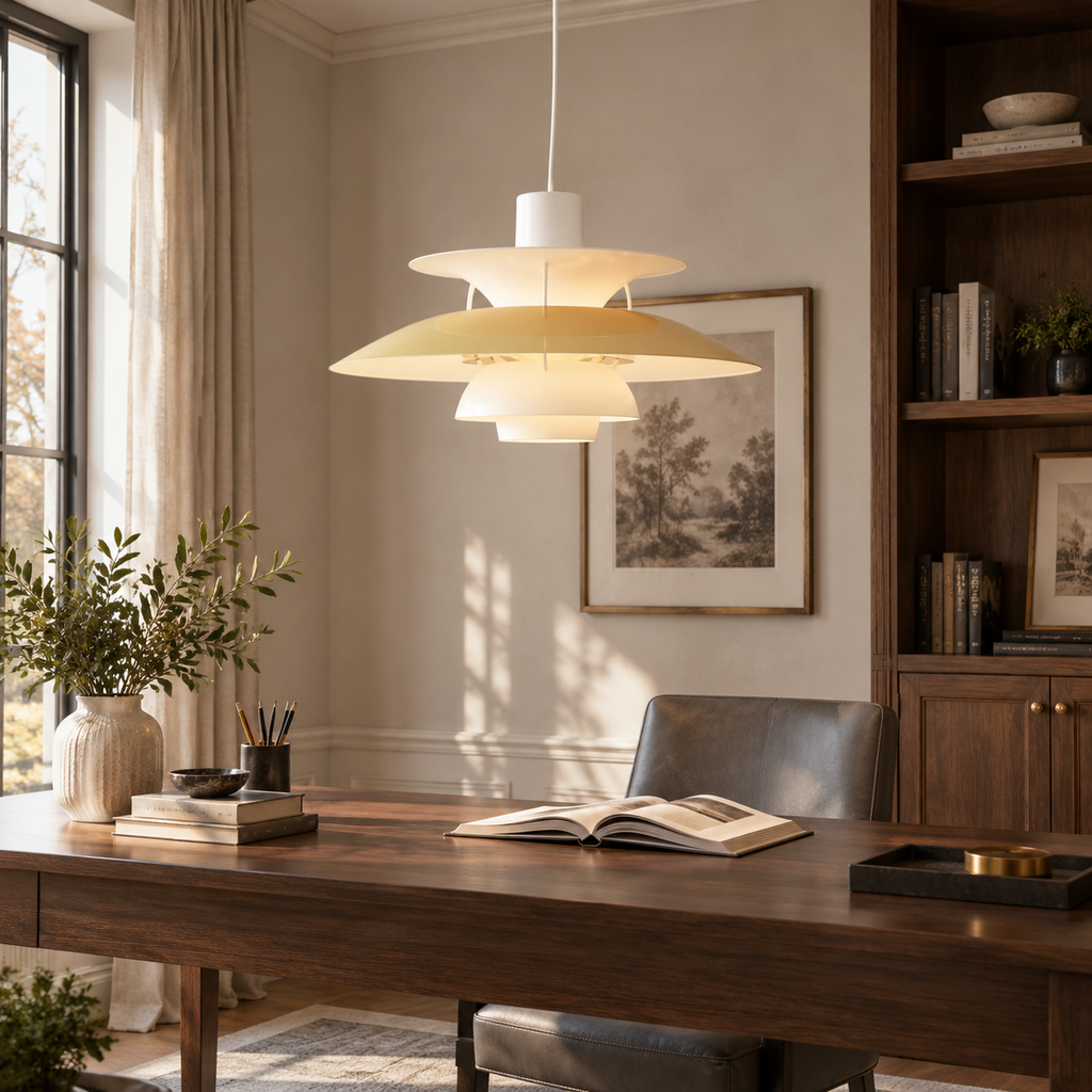 Nordic multi-tiered pendant lamp &mdash; Gold &mdash; interior scene
