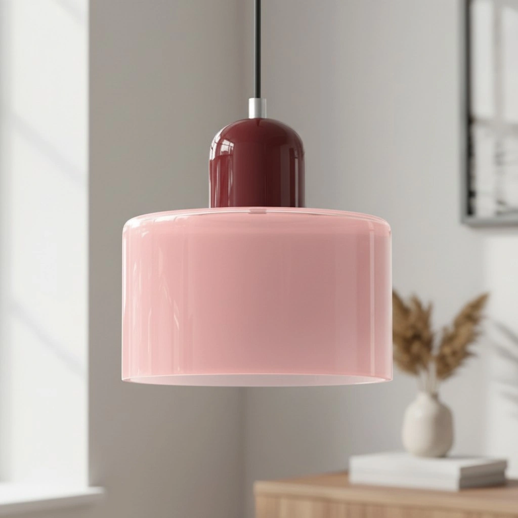 Wisiorek ze szkła cylindrycznego Bauhaus Morandi &mdash; malowana metalowa nasadka, 36 par