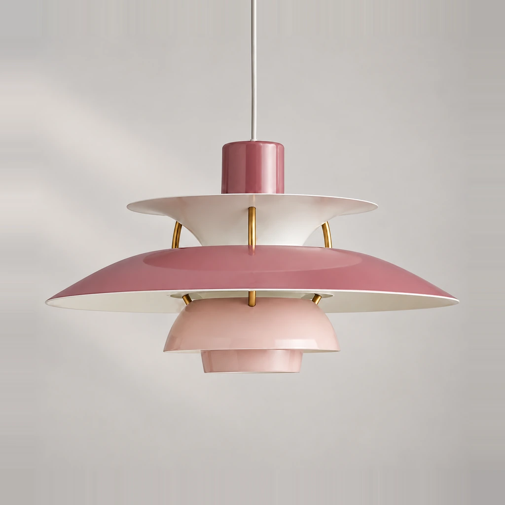 Scandinavian Layered Shape Pendant Lamp - Hues of Pink
