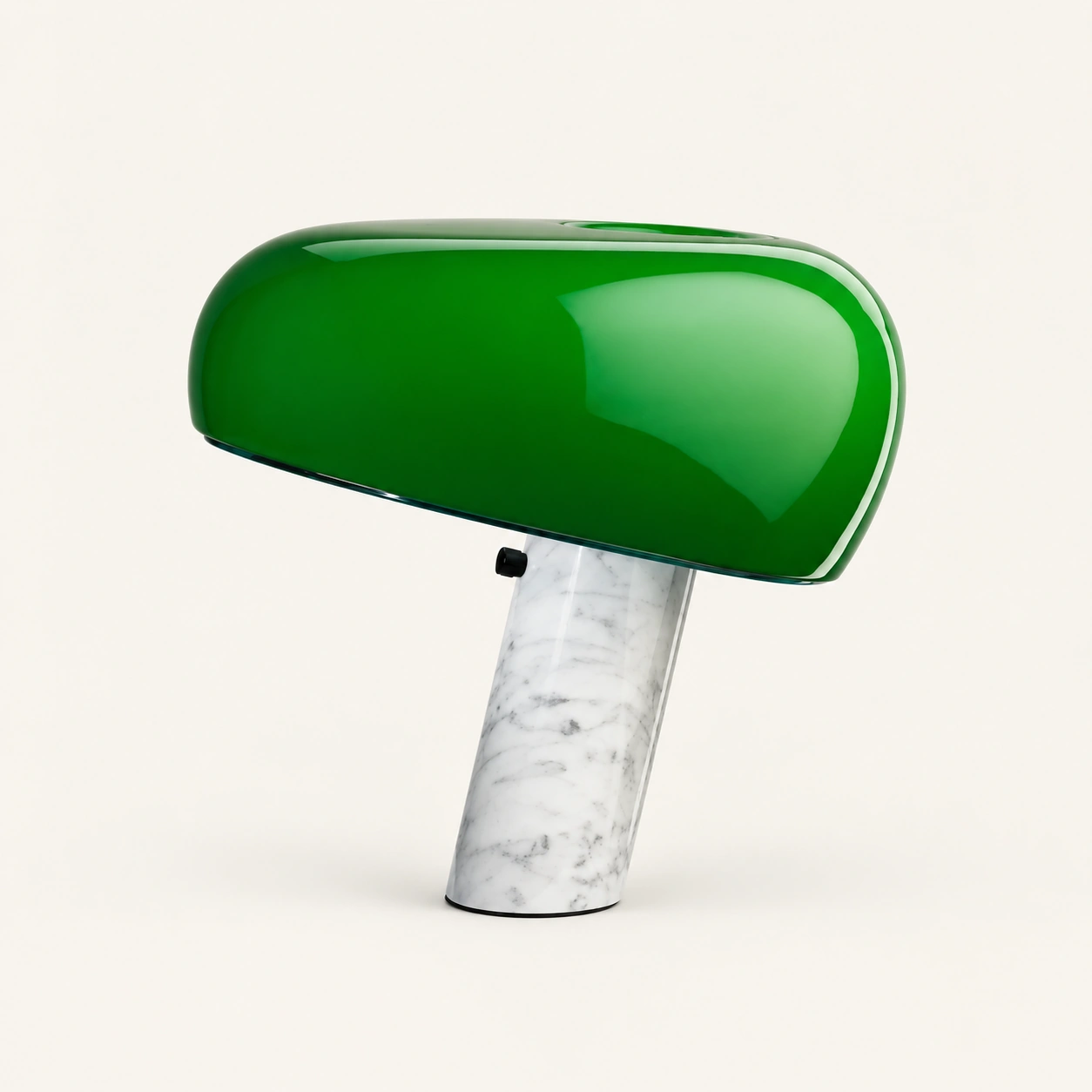 Italian Luxury Marble Table Lamp with Curved Enamel Metal Shade - 22