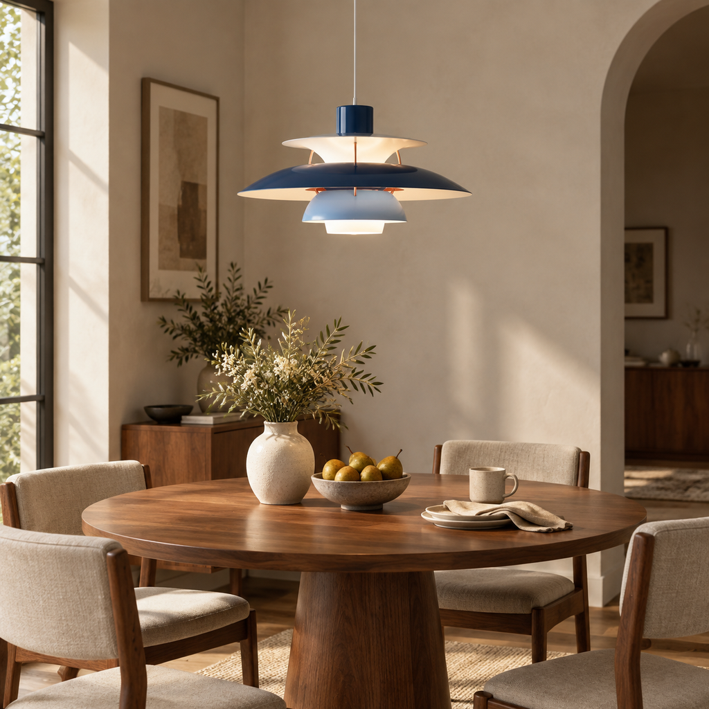 Nordic multi-tiered pendant lamp &mdash; Hues of Blue &mdash; interior scene