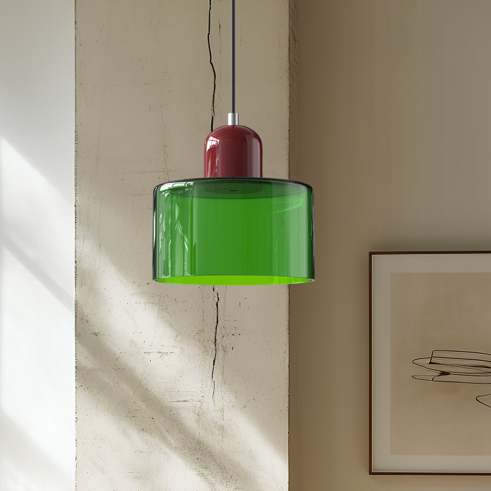 Wisiorek ze szkła cylindrycznego Bauhaus Morandi &mdash; malowana metalowa nasadka, 36 par