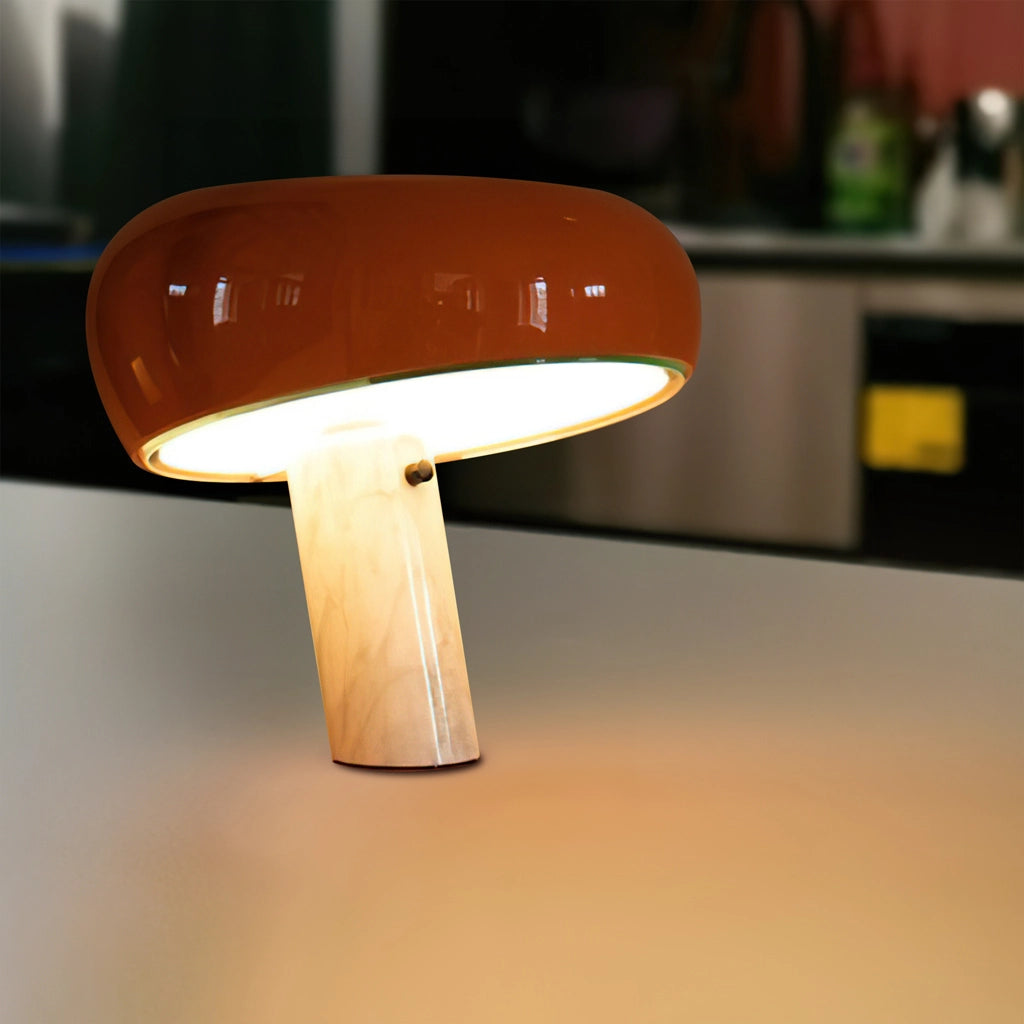Italian Luxury Marble Table Lamp with Curved Enamel Metal Shade - 19