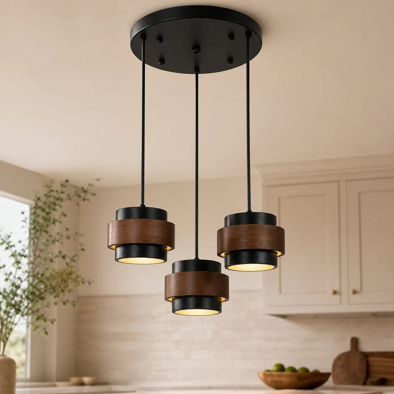 Callan 3 Heads Round Ceiling Plate Black