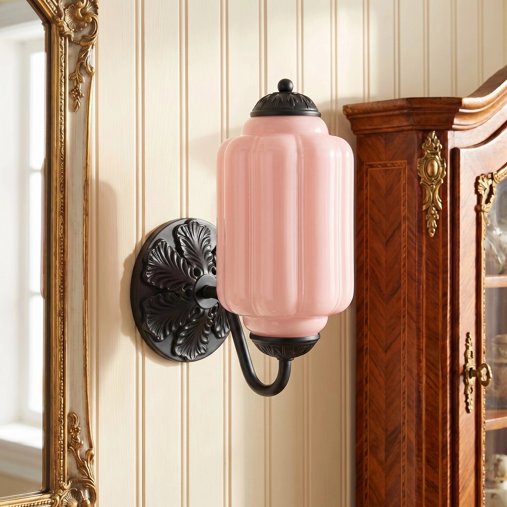 Lumi Vintage Milk Glass Oiled Brass Eloise Sconce