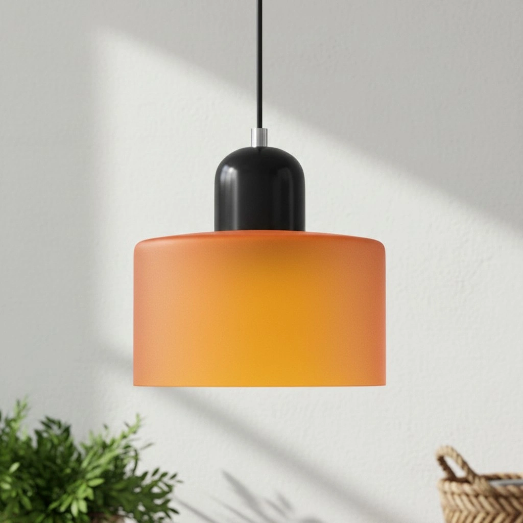 Wisiorek ze szkła cylindrycznego Bauhaus Morandi &mdash; malowana metalowa nasadka, 36 par
