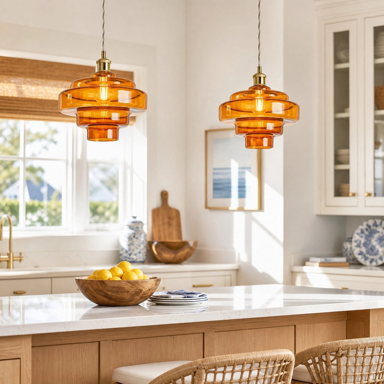 Elissa glossy tiered glass pendant